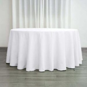 White Polyester 120" Round Tablecloths