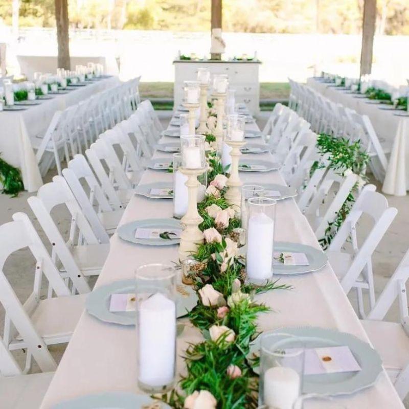 Padded Folding Resin Chairs – White 2