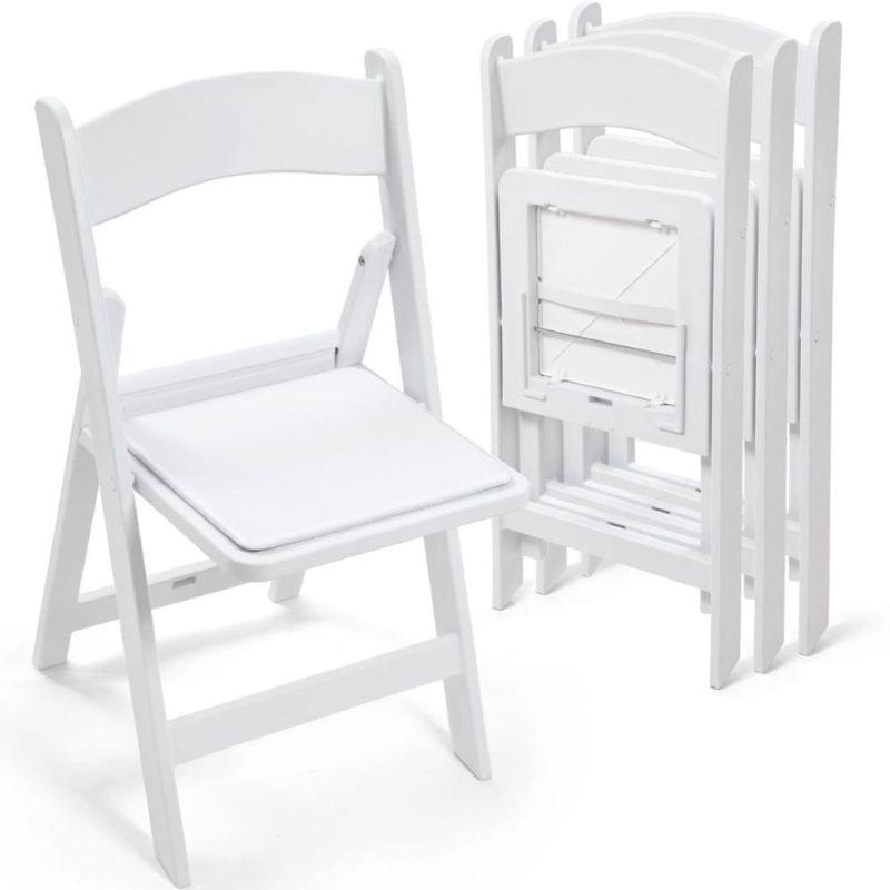 Padded Folding Resin Chairs – White 3