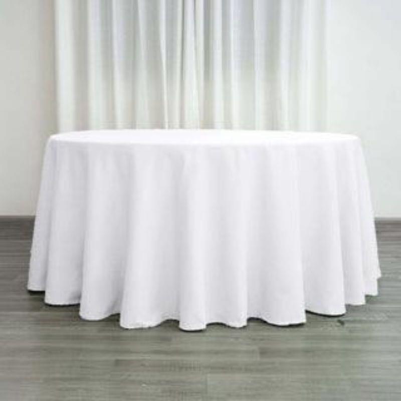 White Polyester 120 Round Tablecloths